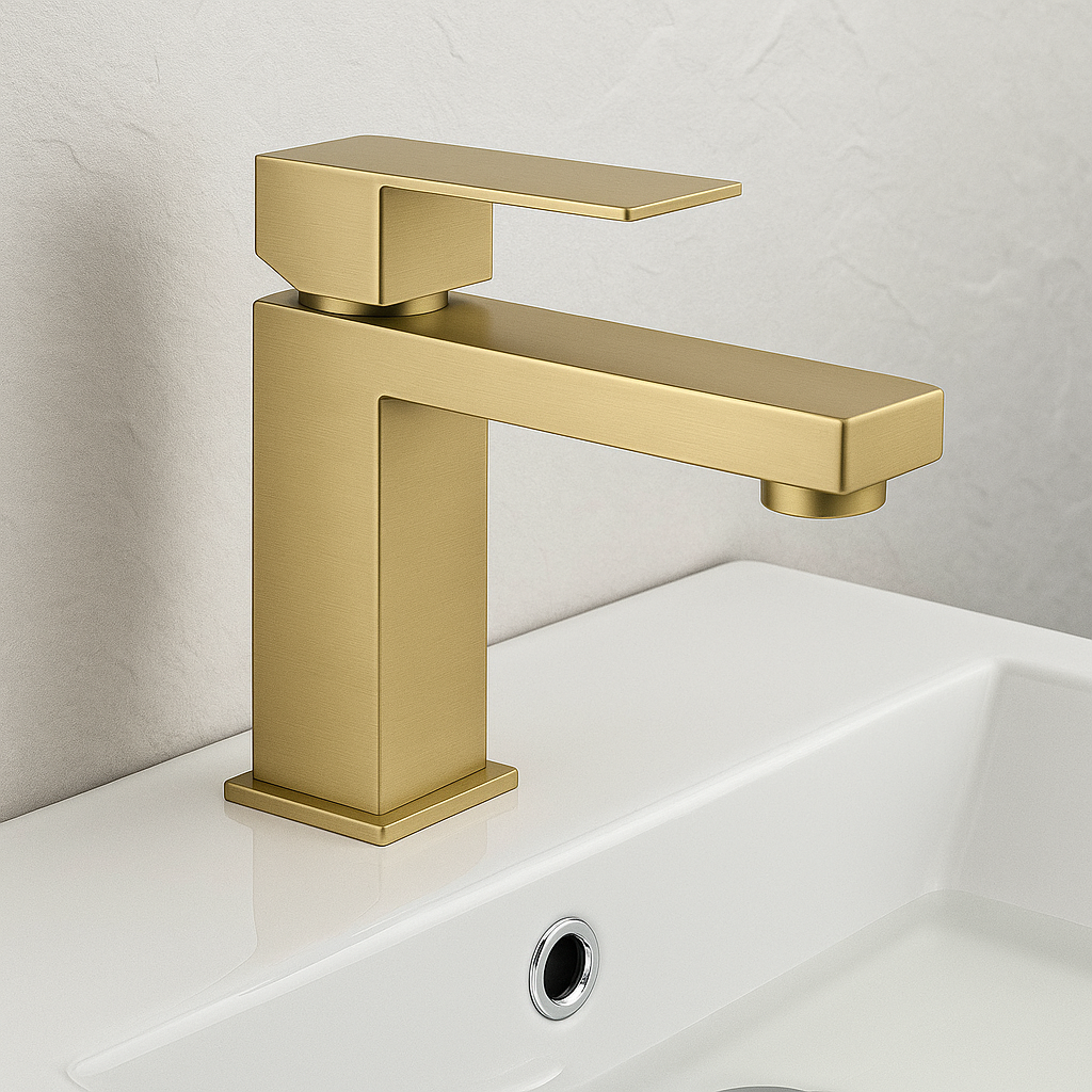 Baterie Moderna de Lavoar Alama Masiva Auriu Mat