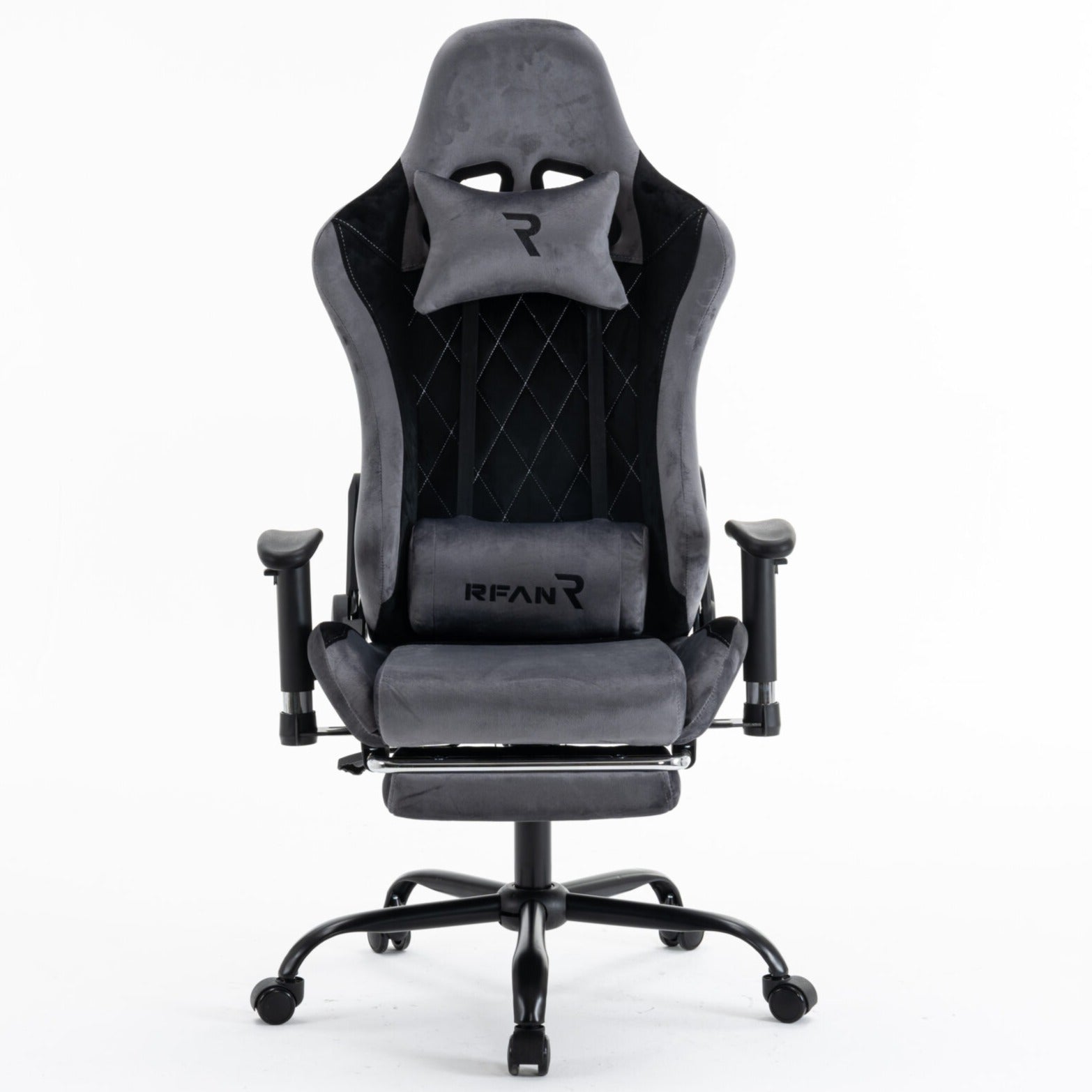 Scaun de Gaming Reglabil Professional WF-613 Grey cu Suport Picioare