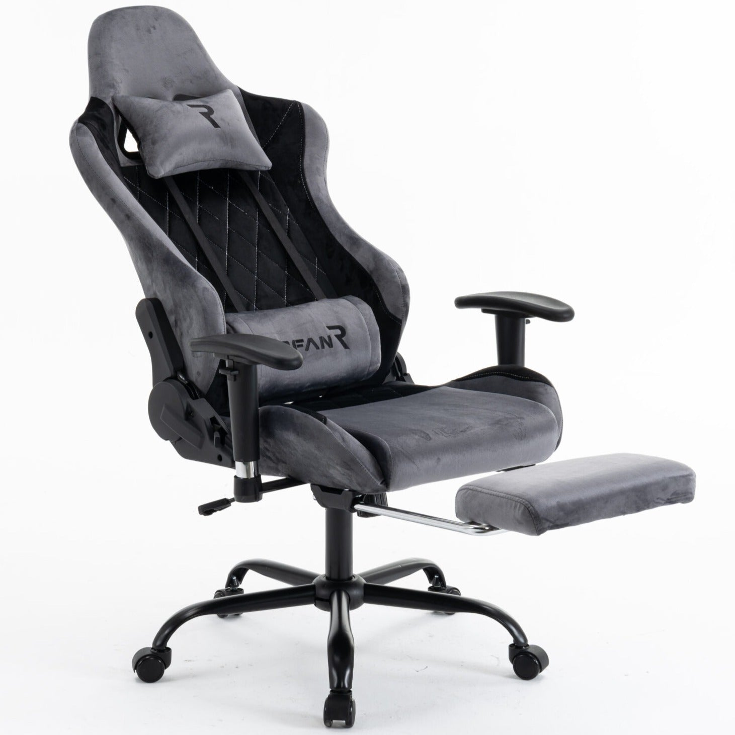 Scaun de Gaming Reglabil Professional WF-613 Grey cu Suport Picioare