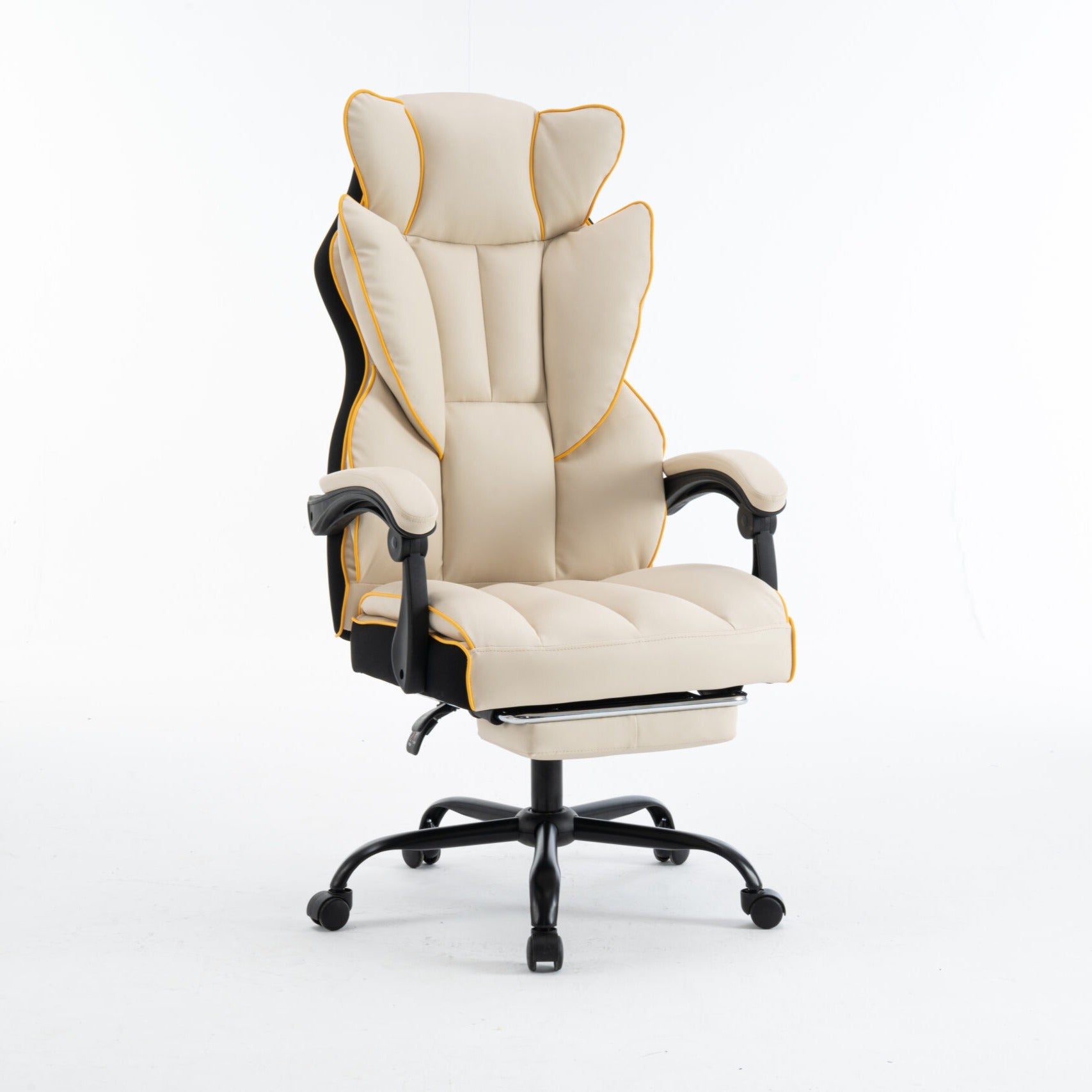 Scaun de Birou Reglabil Alb WF-807B cu Suport Picioare | Piele Ecologica