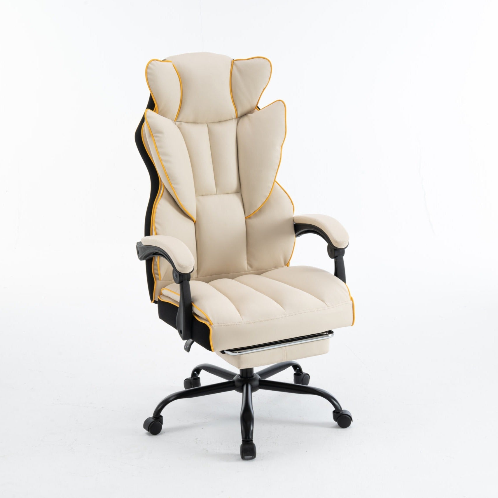 Scaun de Birou Reglabil Alb WF-807B cu Suport Picioare | Piele Ecologica