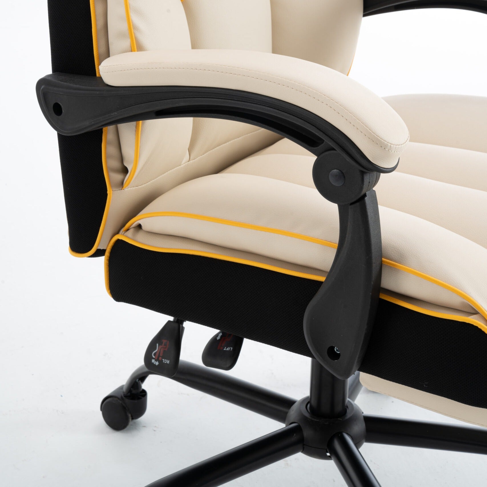 Scaun de Birou Reglabil Alb WF-807B cu Suport Picioare | Piele Ecologica