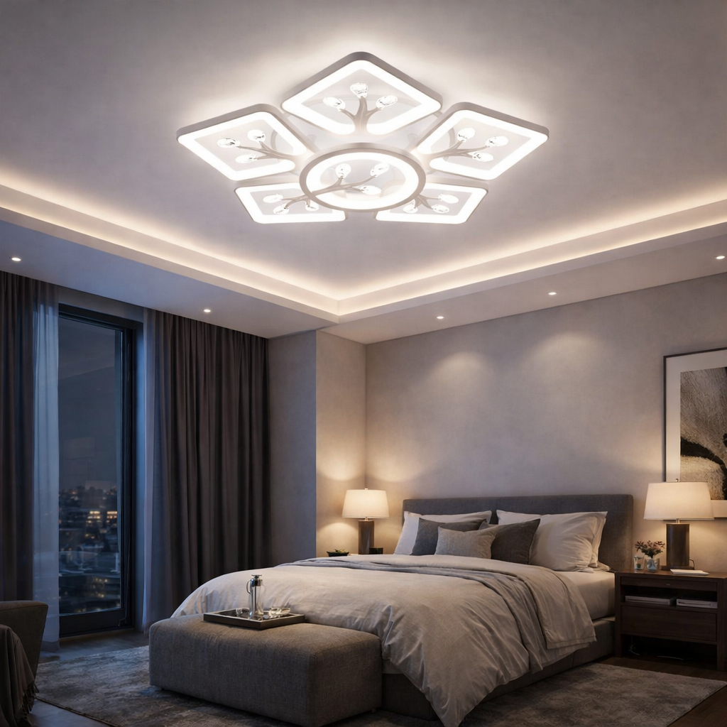 Lustra LED LEAVES RGB Echivalent 600W Telecomanda