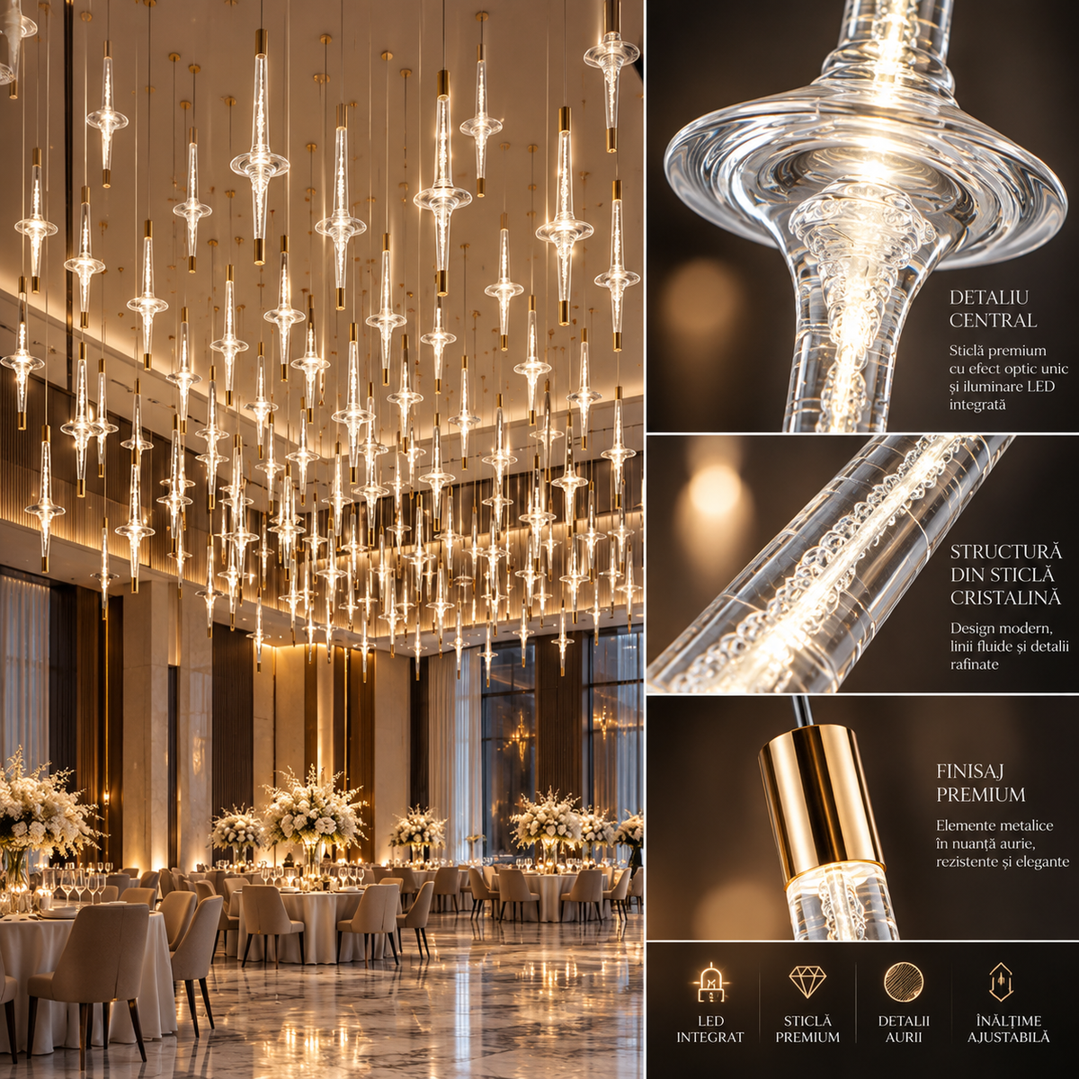 Pendul LED Luxury UFO Golden
