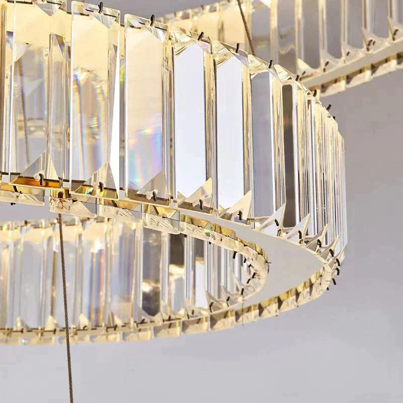 Lustra LED 64W Cristal 1 Segment OVAL GOLD Telecomanda