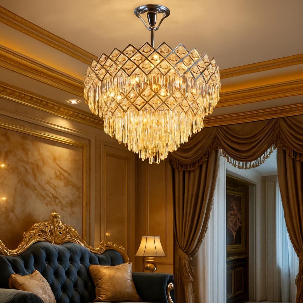 Candelabru Cristal Yanni Silver Deluxe Double Level