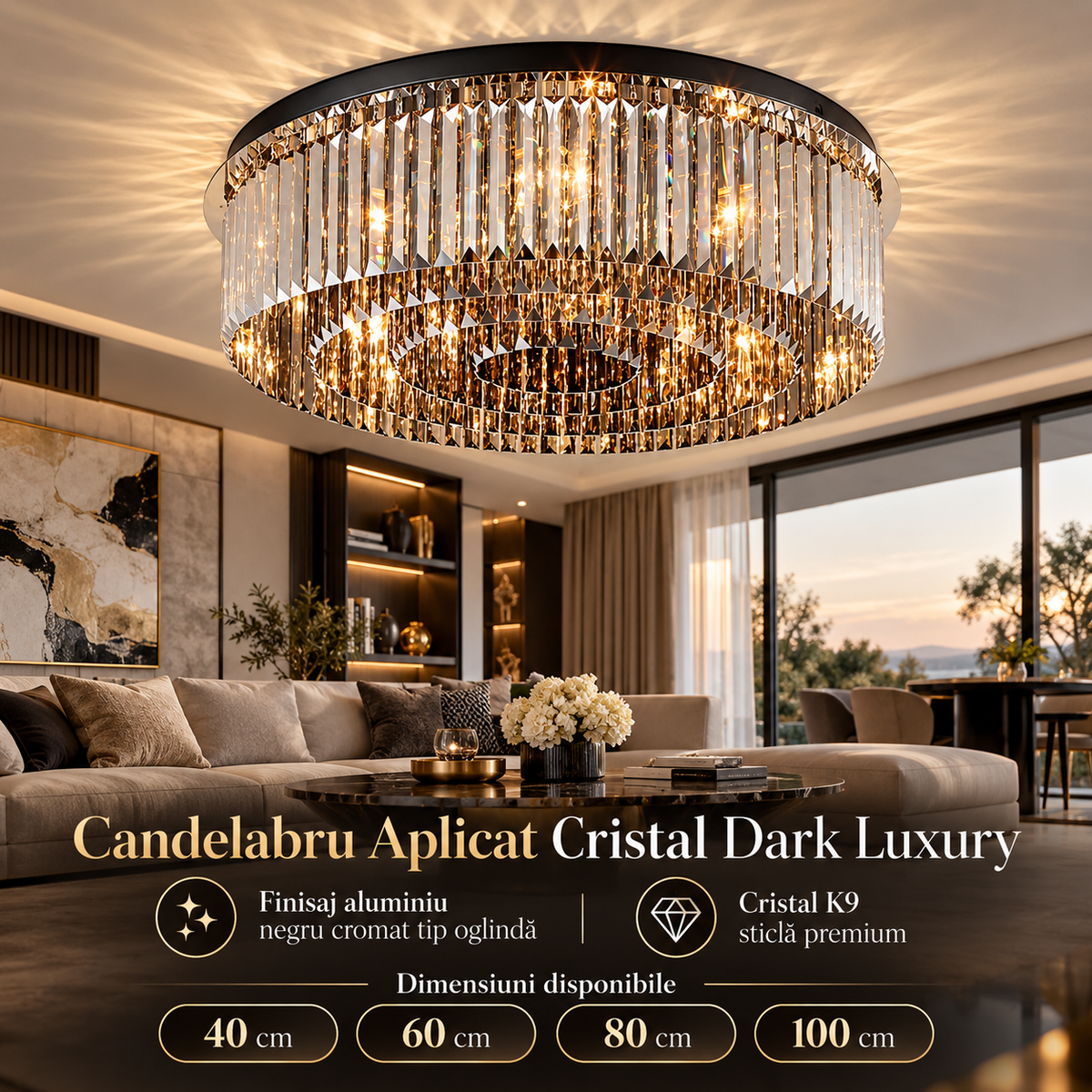 Candelabru Aplicat Cristal Dark Luxury