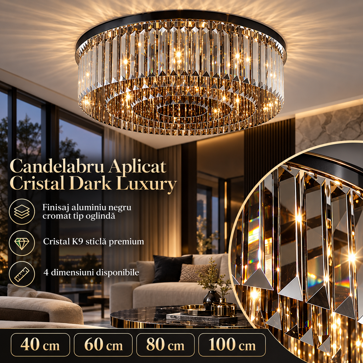 Candelabru Aplicat Cristal Dark Luxury