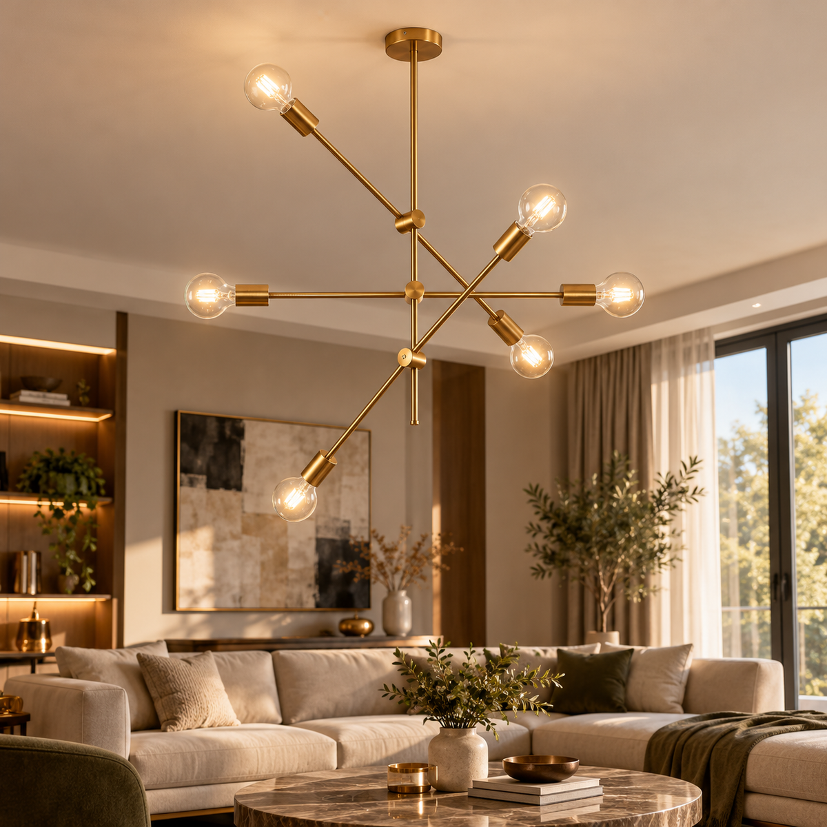 Lustra Stil Nordic Gold Mid-Century 6xE27