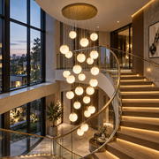Lustra Abajur Mat GOLD Luxury STAIRCASE Gigant 25xE27