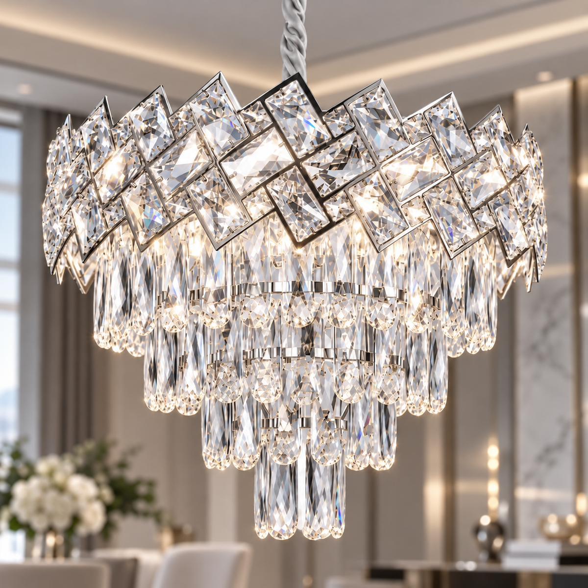 Candelabru Cristal Malli Silver 40cm