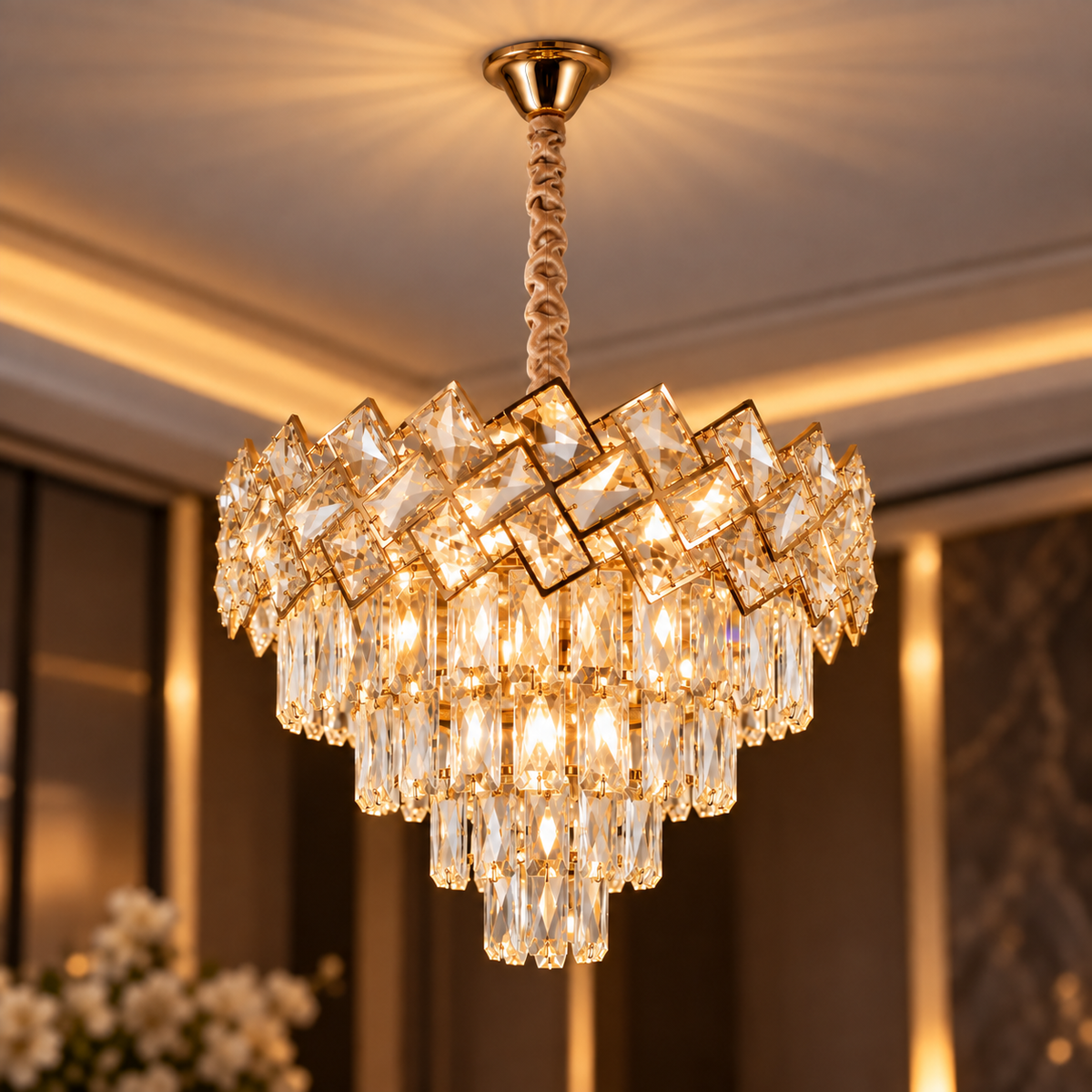 Candelabru Cristal MALLI Gold ⌀40CM
