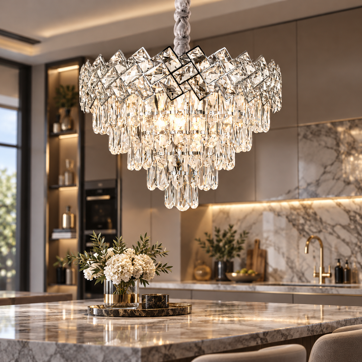 Candelabru Cristal Malli Silver 50cm