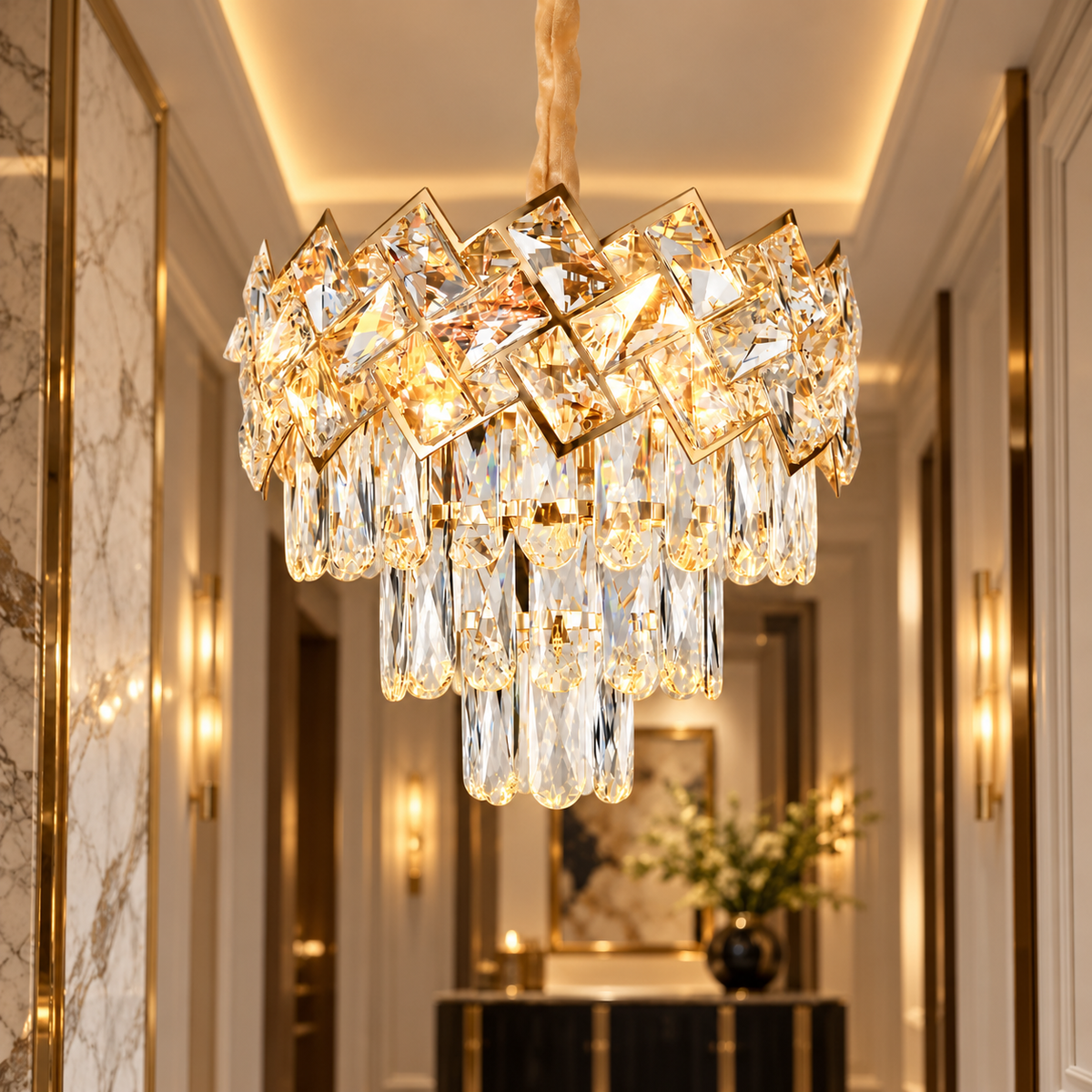 Candelabru Cristal MALLI Gold ⌀30cm