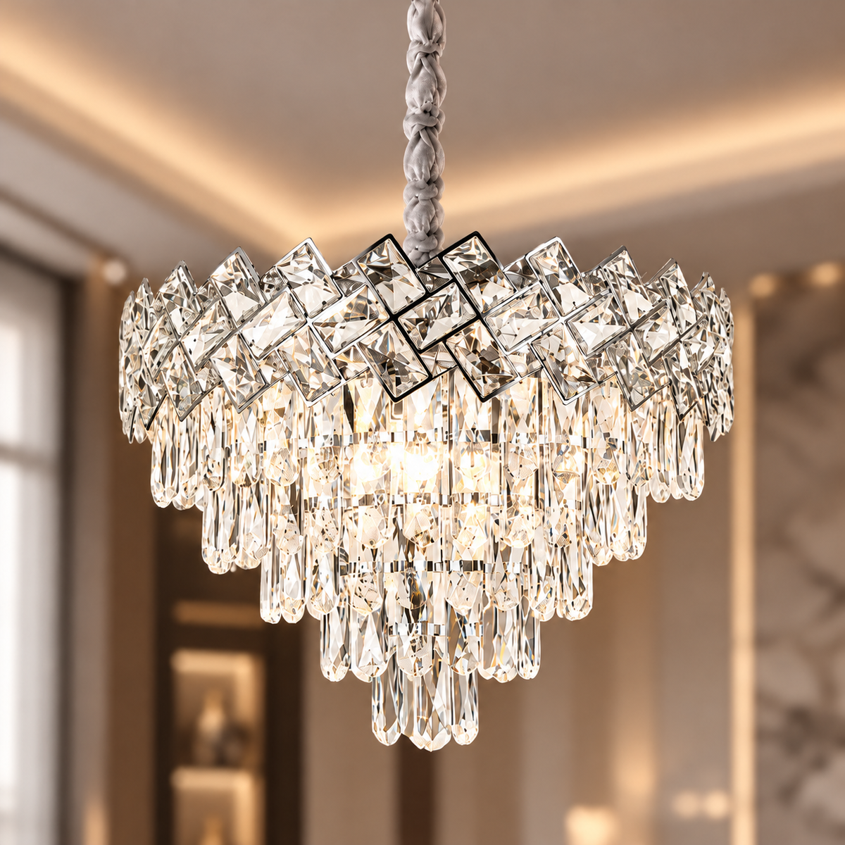 Candelabru Cristal Malli Silver 50cm