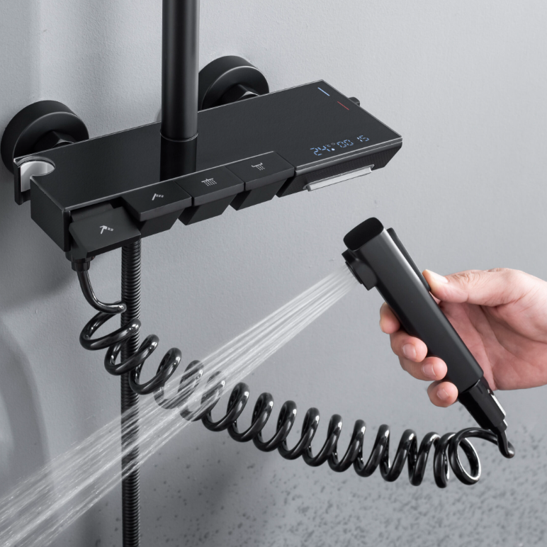 Coloana de Dus Premium 4 Moduri de Pulverizare Negru Inox