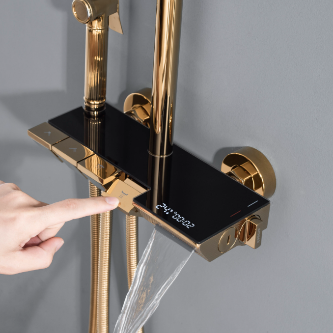 Coloana de Dus Premium 4 Moduri de Pulverizare Aurie Inox