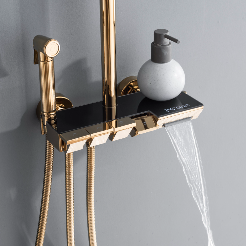 Coloana de Dus Premium 4 Moduri de Pulverizare Aurie Inox