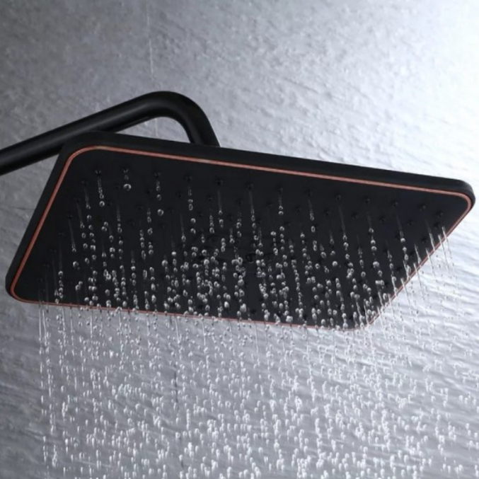 Coloana de Dus Premium Negru Antichizat 1738 cu Insertii Cupru 3 Functii