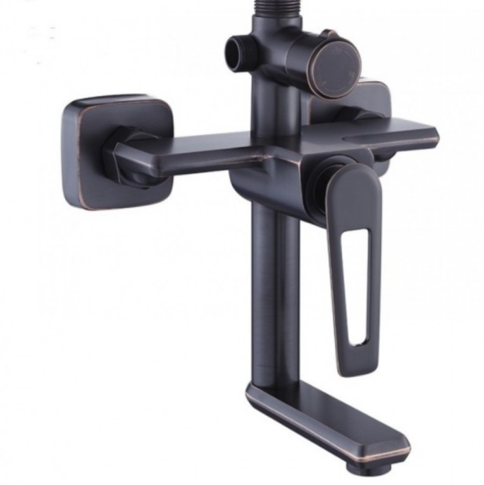 Coloana de Dus Premium Negru Antichizat 1738 cu Insertii Cupru 3 Functii