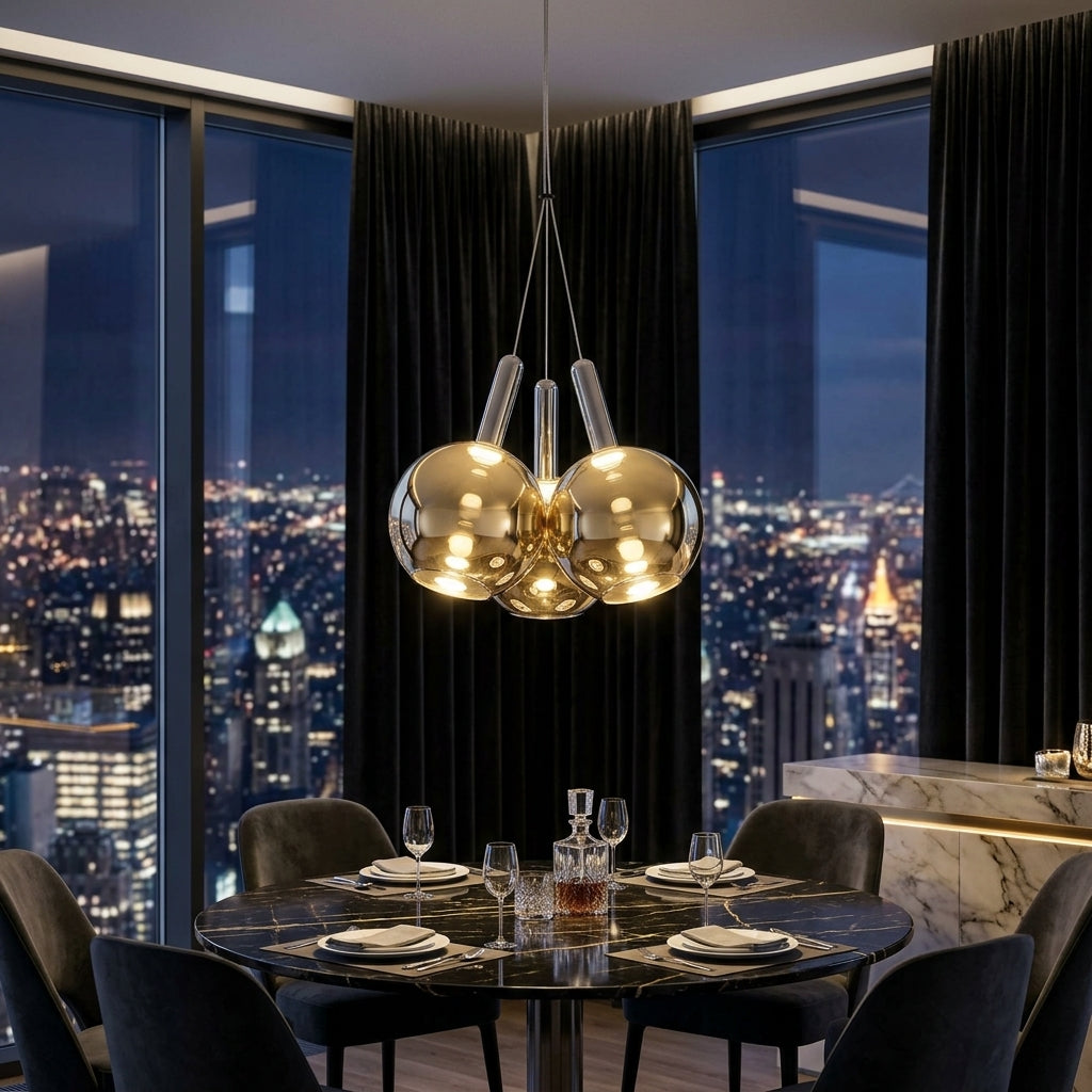 Pendul LED BALLS Unique Gold&Chrome Echivalent 100W