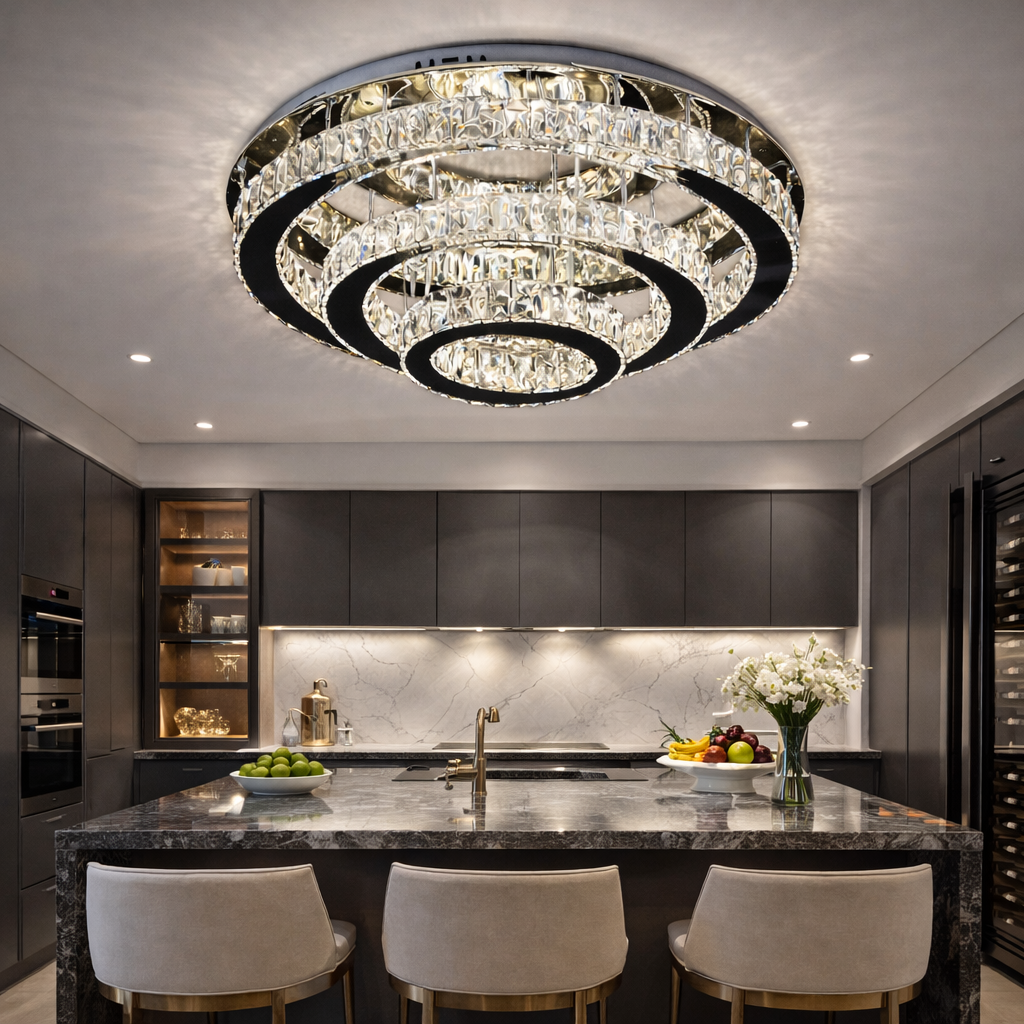 Lustra LED Cristal Exquisite Round Echivalent 800W Telecomanda