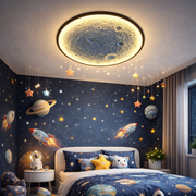 Lustra LED MOON 3D Black 40cm Echivalent 200W