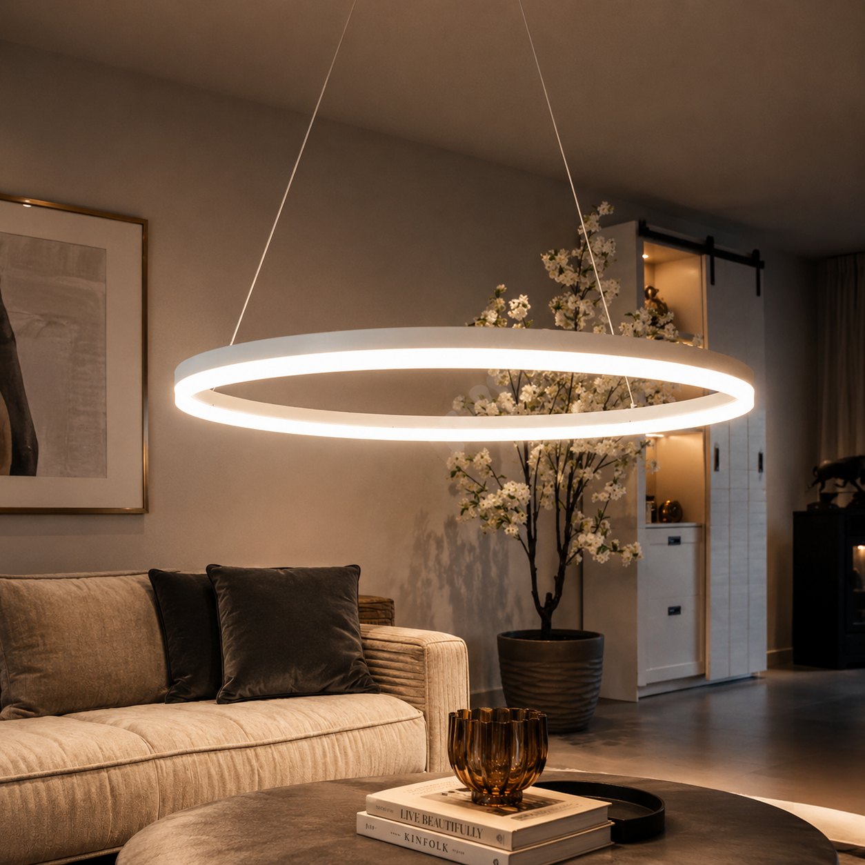 Lustra LED WONDERLAND Alba 1 Segment Echivalent 300W Telecomanda