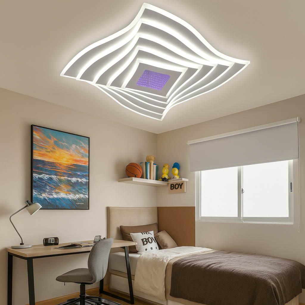 Lustra LED Cross Mirror 3D RGB Echivalent 600W Telecomanda