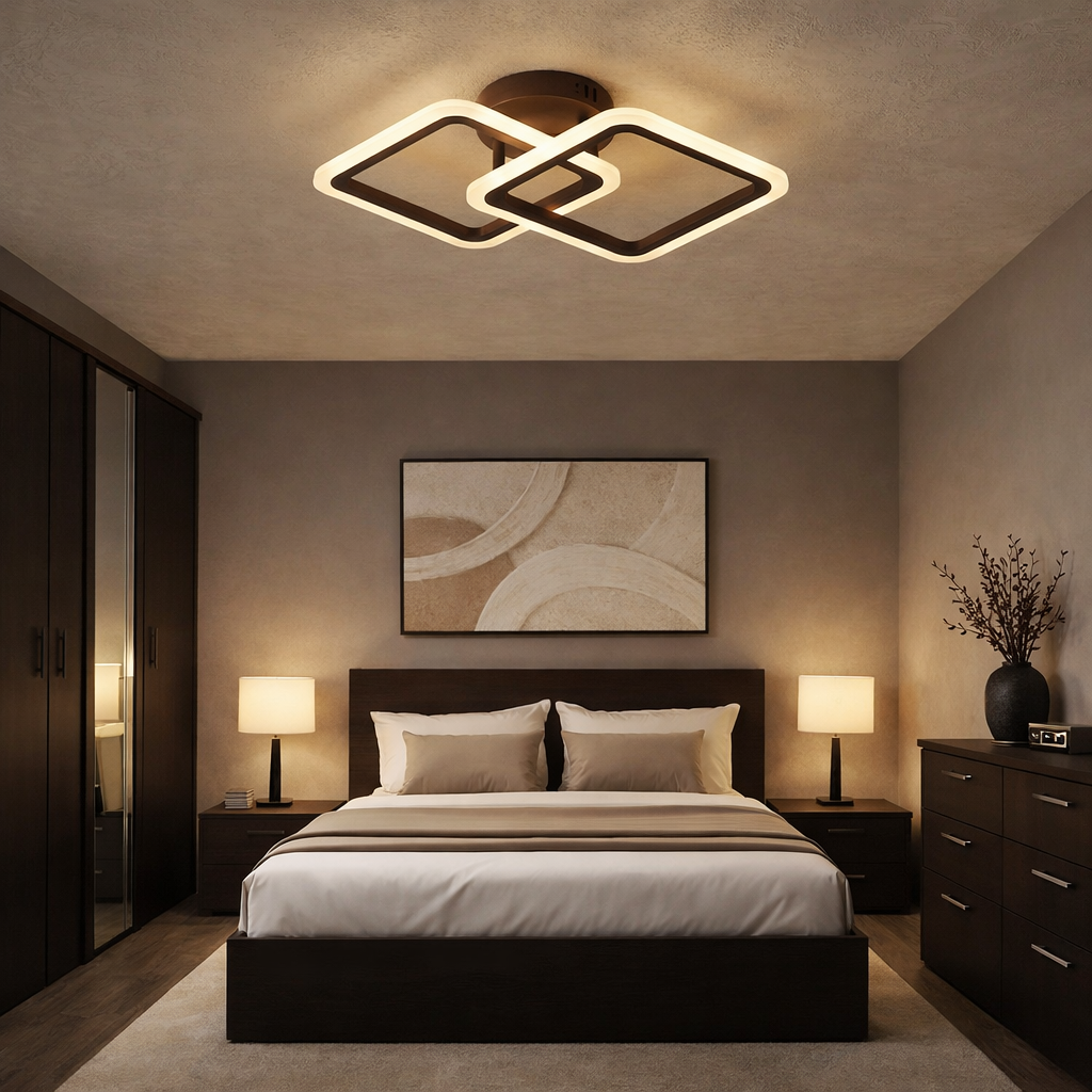 Lustra LED 1+1 Square BROWN Echivalent 300W Telecomanda