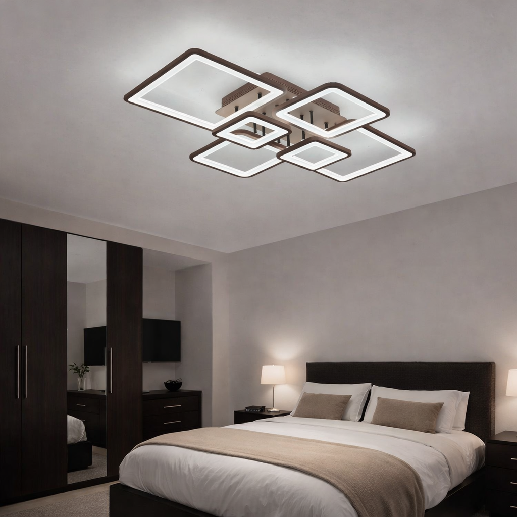 Lustra LED 4+2 Square BROWN Echivalent 800W Telecomanda