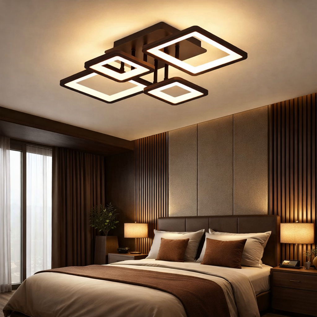 Lustra LED 2+2 Square BROWN Echivalent 500W Telecomanda