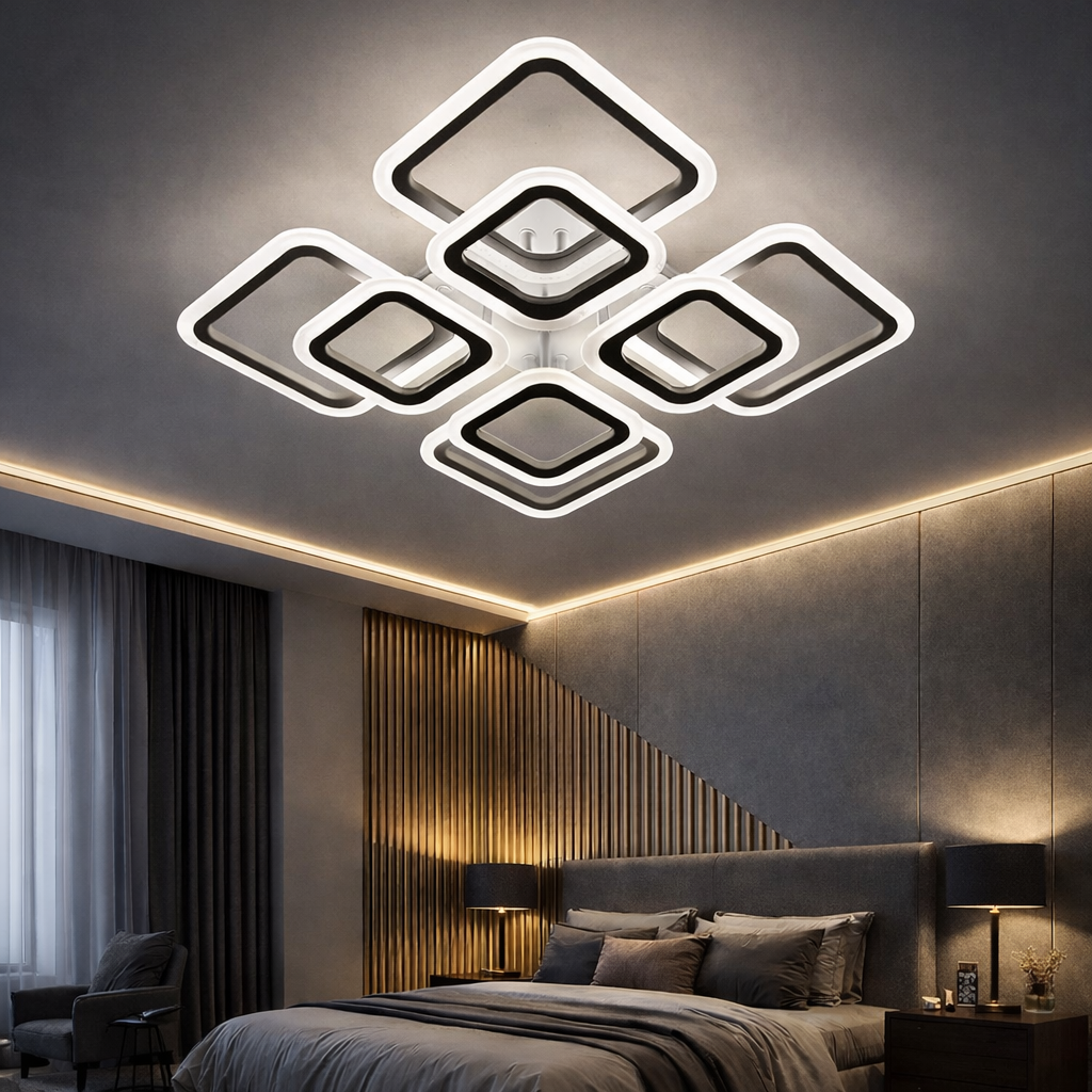 Lustra LED 4+4 SQUARE GIGANT Echivalent 1000W Telecomanda