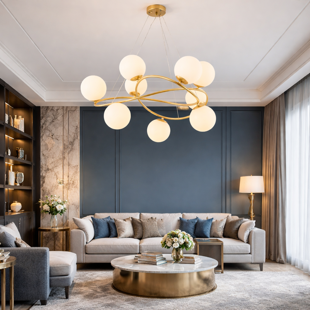 Lustra Suspendata VELURA Gold Abajur Mat