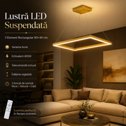 Lustra LED 1 Element Rectangular 80X40cm Auriu Echivalent 400W