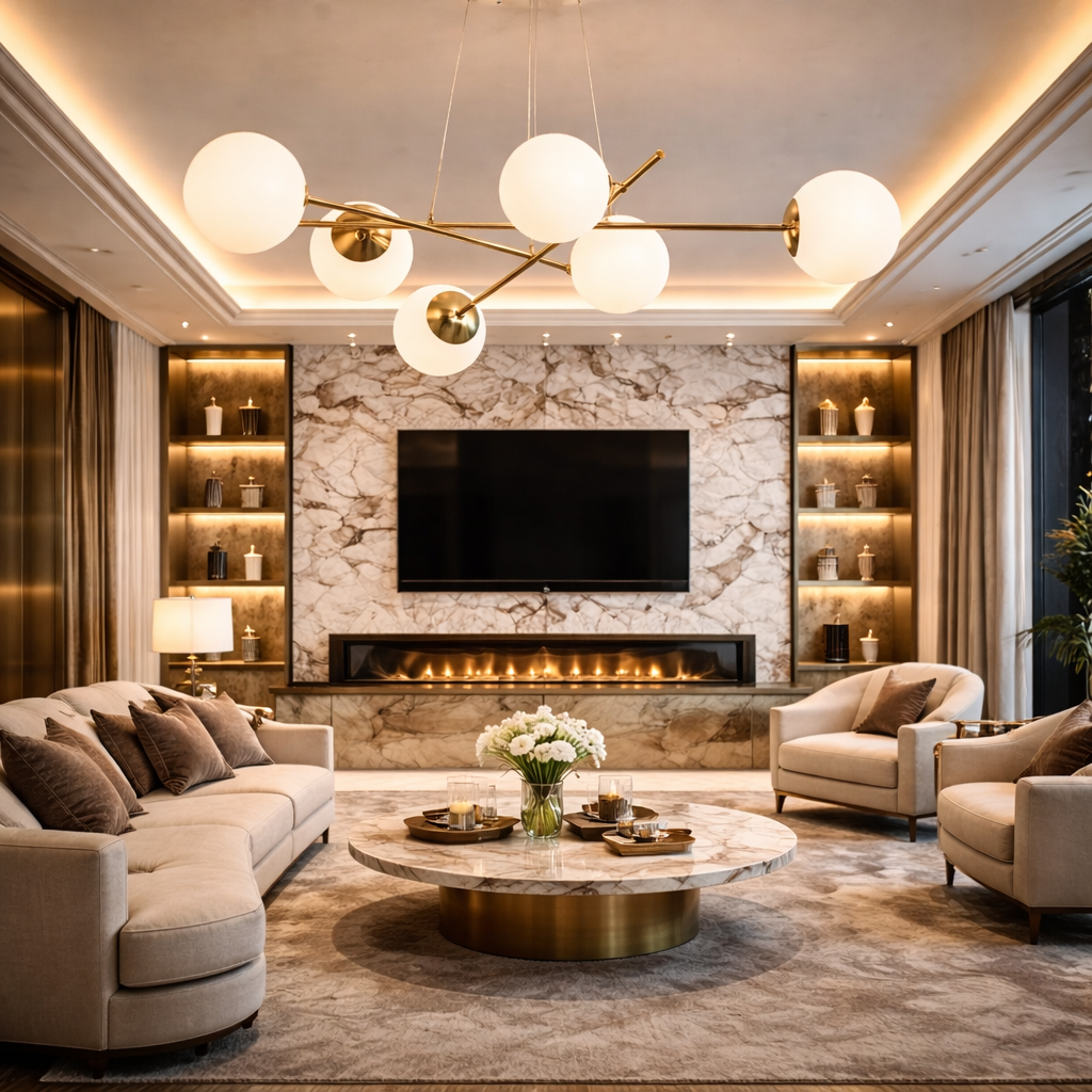 Lustra Abajur MAT Gold Suspendata 6xE27