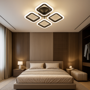 Lustra LED 4 SQUARES Black Echivalent 250W Telecomanda