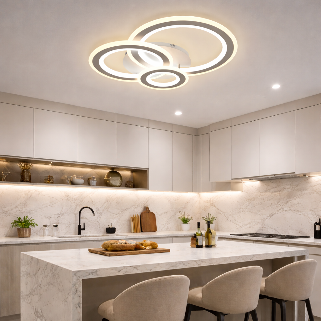 Lustra LED RINGS Alb 3 Functii Echivalent 300W