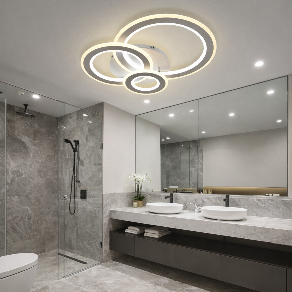 Lustra LED RINGS Alb 3 Functii Echivalent 300W