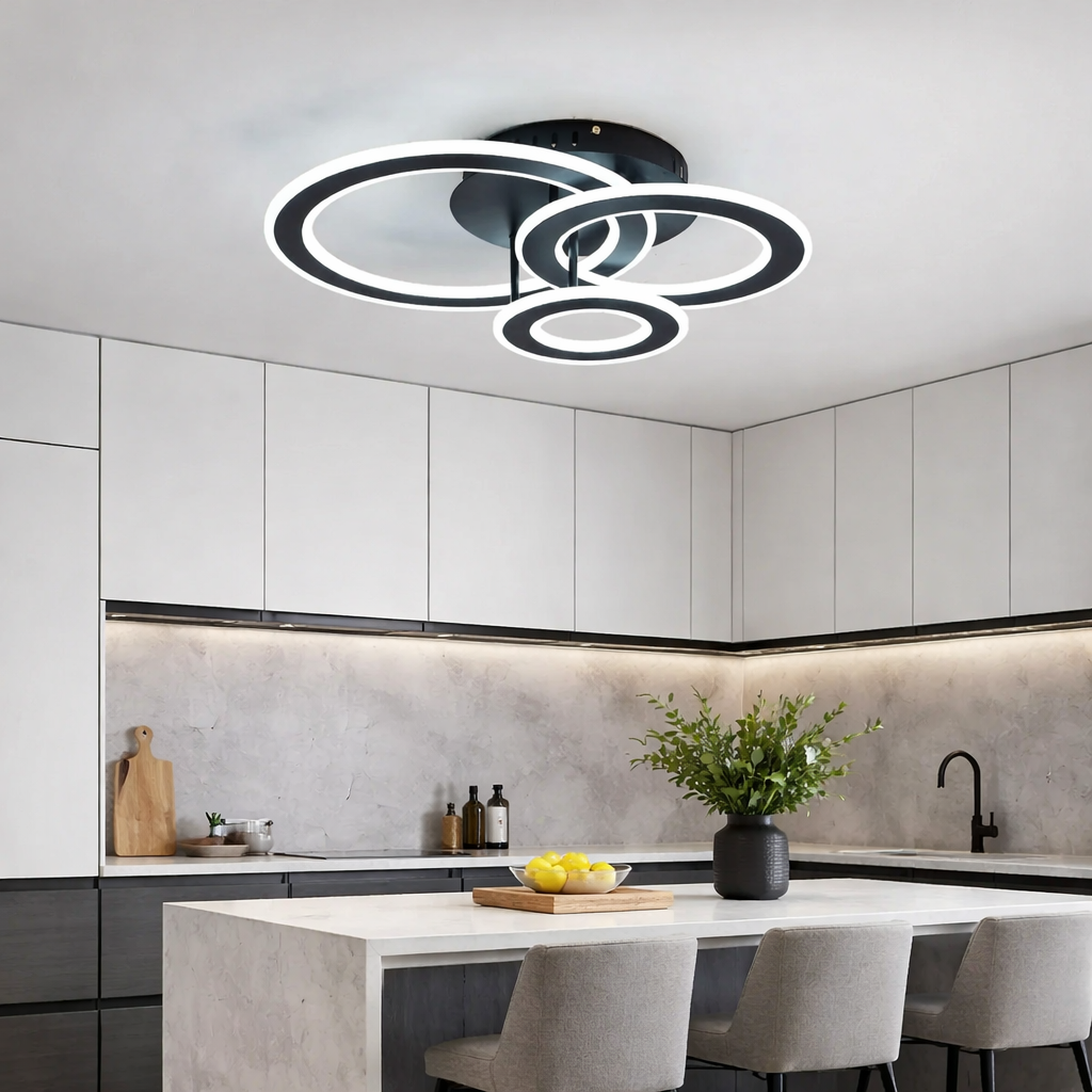 Lustra LED RINGS Black 3 Functii Echivalent 300W