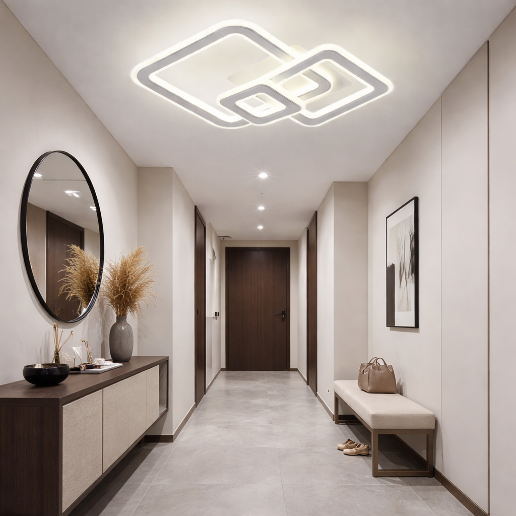 Lustra LED SQUARES Alb 3 Functii Echivalent 300W