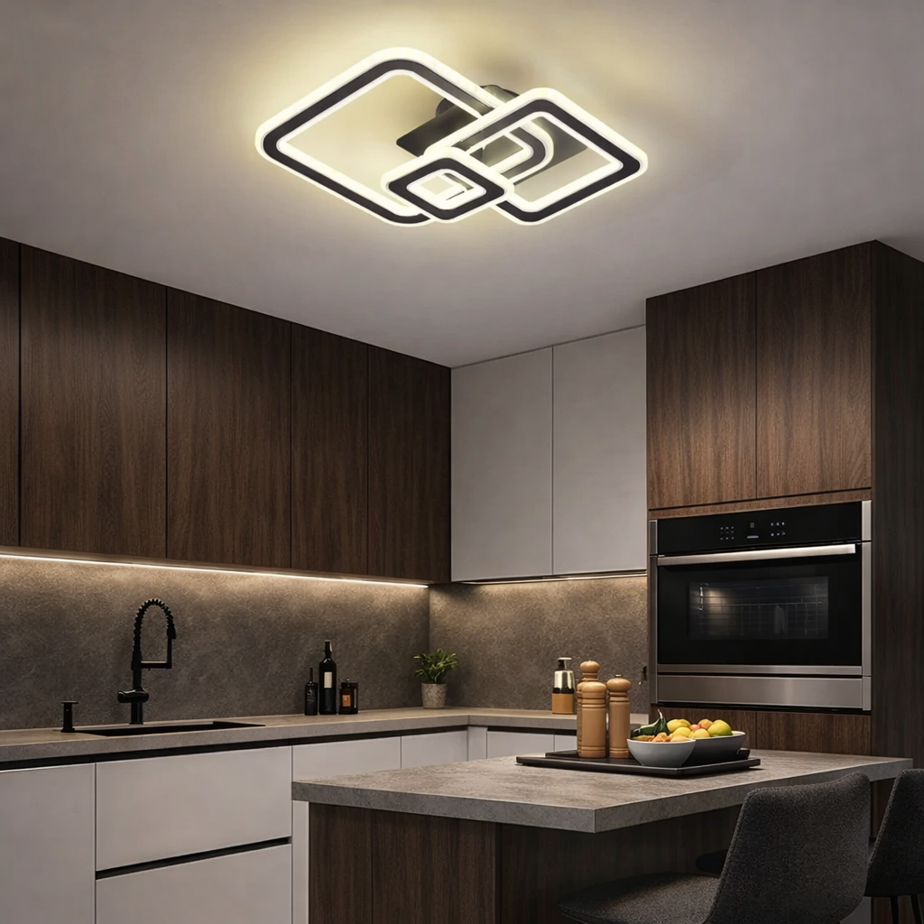 Lustra LED SQUARES Black 3 Functii Echivalent 300W