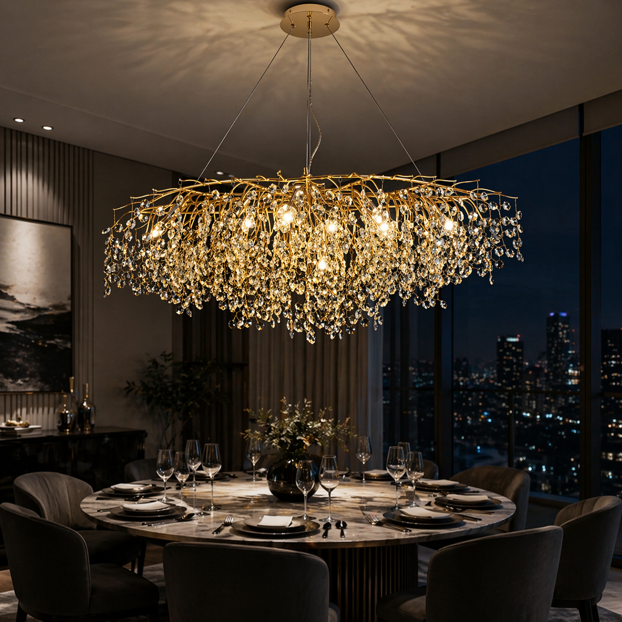 Candelabru Cristal LUXURY Golden Veliora 120x60CM
