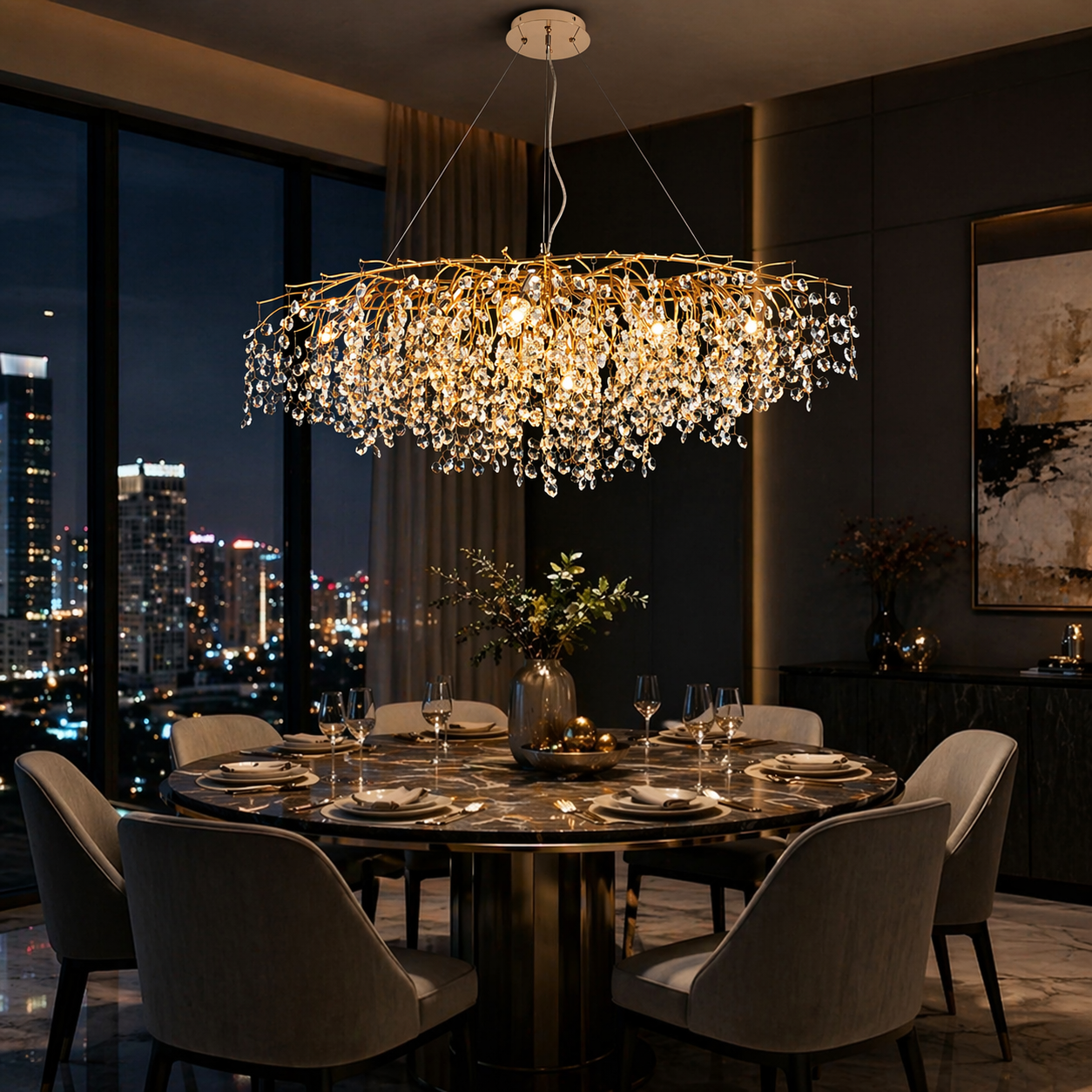 Candelabru Cristal LUXURY Golden Veliora 120x60CM