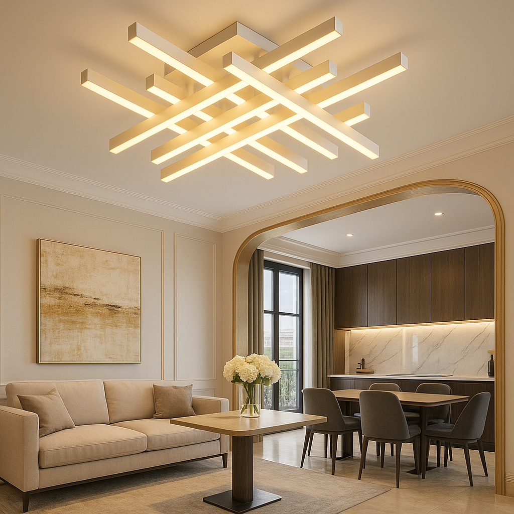 Lustra LED 8 LINES Design Alba Echivalent 800W Telecomanda