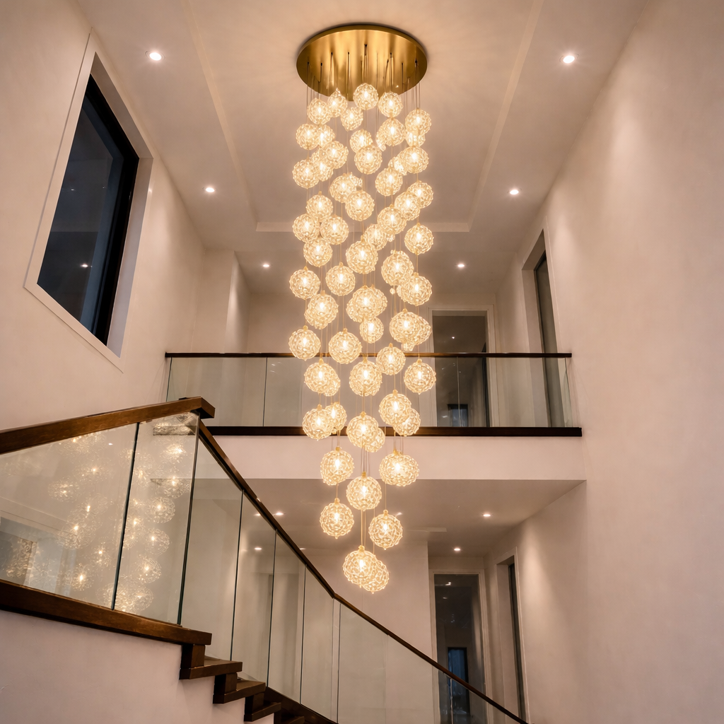 Lustra Suspendata Golden Sponge Majestic Staircase 60xG9