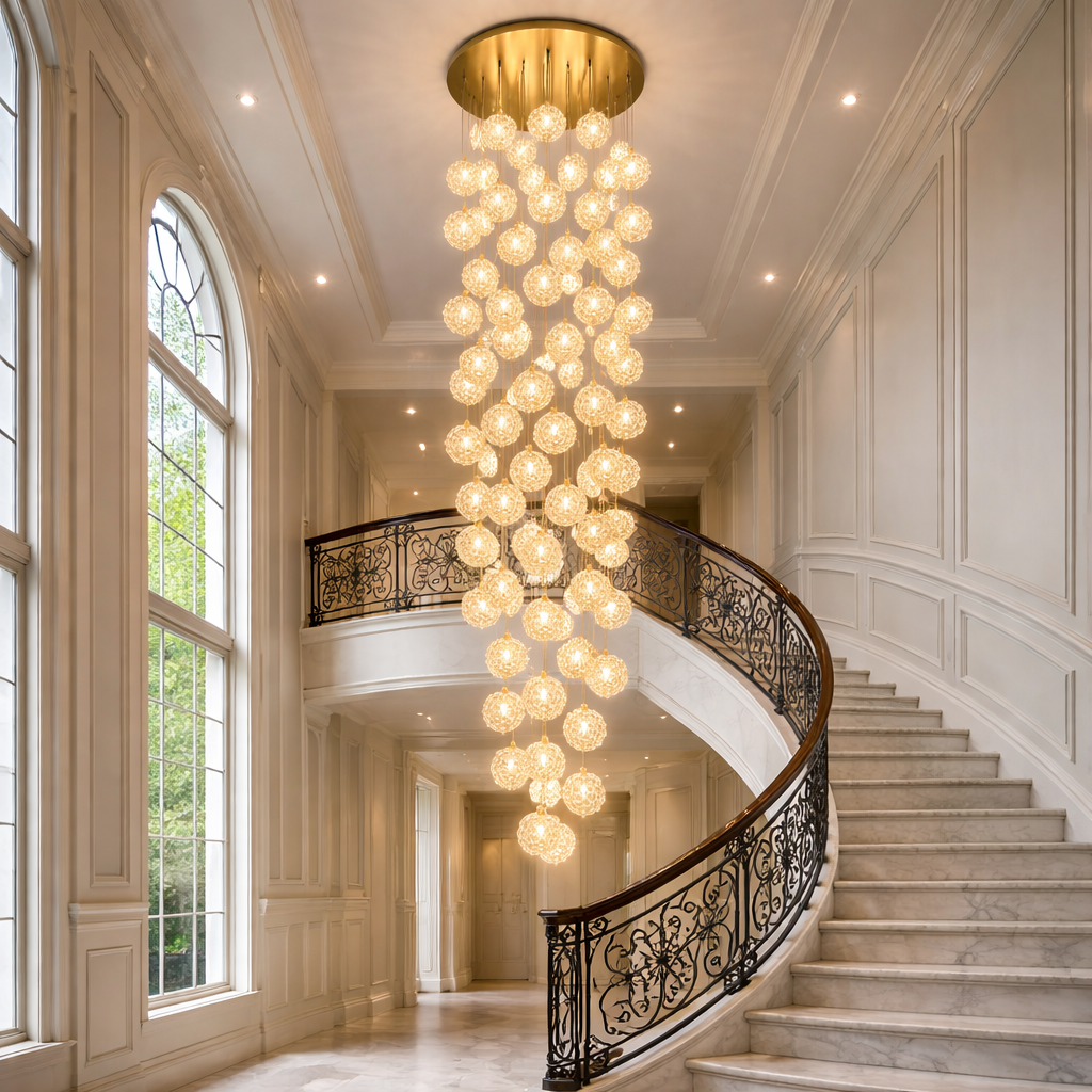 Lustra Suspendata Golden Sponge Majestic Staircase 60xG9