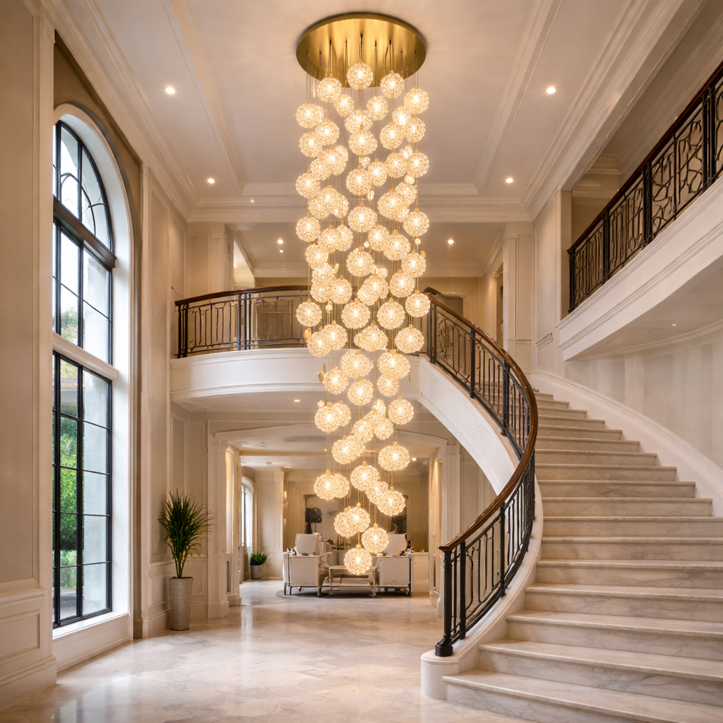 Lustra Suspendata Golden Sponge Majestic Staircase 60xG9