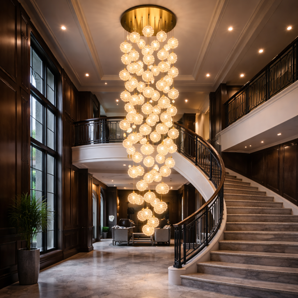 Lustra Suspendata Golden Sponge Majestic Staircase 60xG9