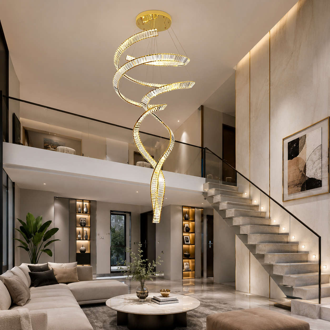 Candelabru LED LUXURY Crystal Miravon Auriu 80x230CM L Telecomanda